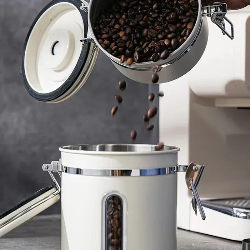 Stainless Steel Airtight Coffee Storage Jar with Spoon