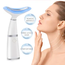 

3 Colors LED Photon Therapy Neck and Face Lifting Tool IPL Vibration Skin Tighten Reduce Double Chin Anti-Wrinkle Remove Device