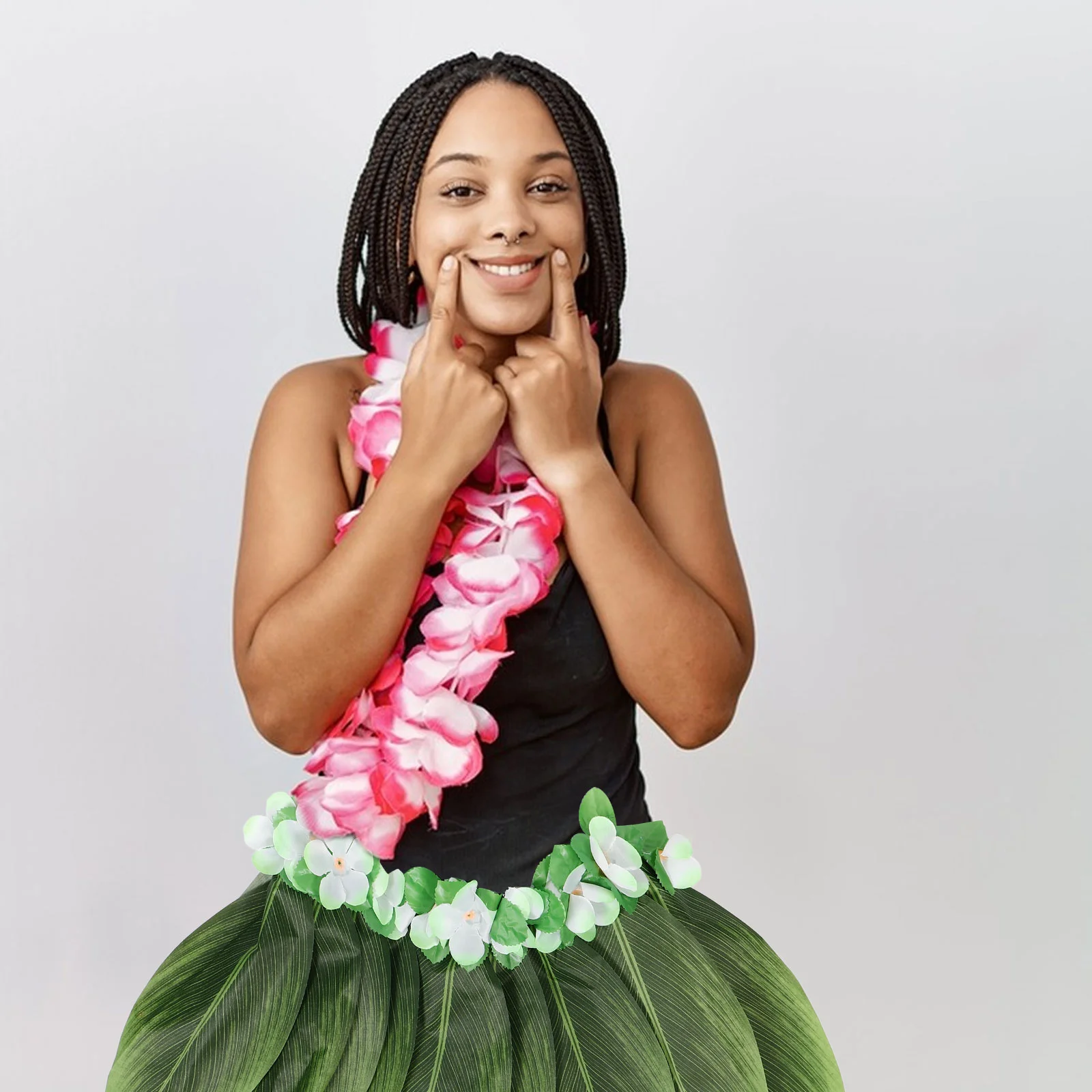 Hula Skirt Waist 15in Length Green Fabric Adjustable Luau Party Luau Party Skirt Costume Beach Event Accessories