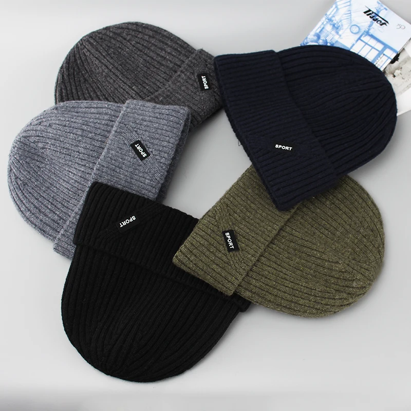 

CNTANG 2022 Men Hat For Men Wool Winter Knitted Warm Beanies Fashion Plus Velvet Thick Ski Cap Skullies Bonnet Casual Men's Hats