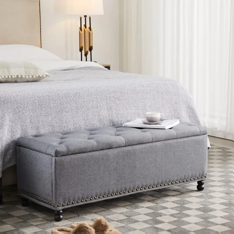 

YOUDENOVA Storage Bench 46 inch Storage Ottoman Bench Modern Button Tufted Ottoman for Bedroom Living Room End of Bed