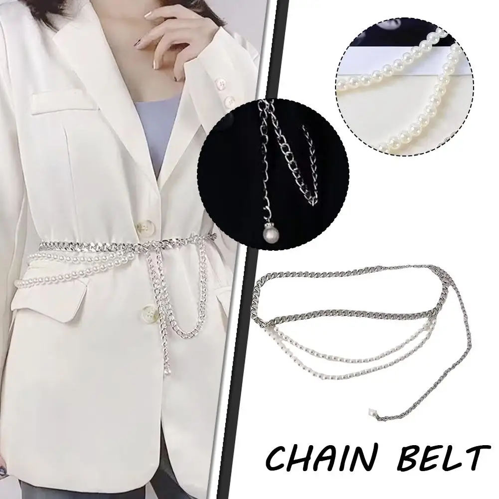 

Women Belt Pearls Splicing Woman Belt For Jeans Vintage Fashion Leisure Designer Belts Women High Quality Chain Belt Girls S8Y8