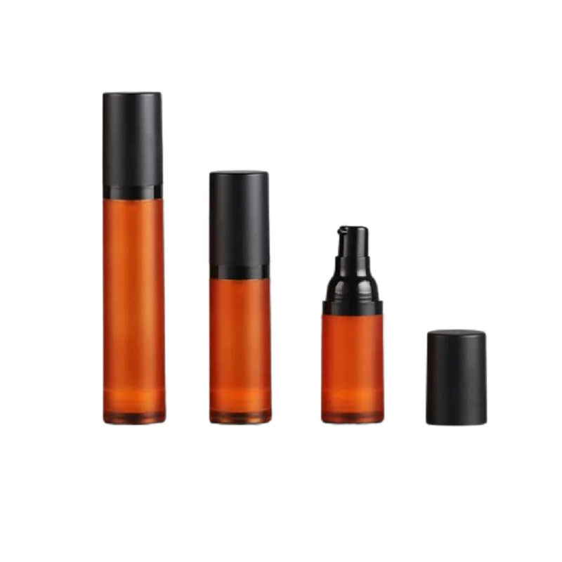 

20pcs Plastic Vacuum Bottle Cosmetic Refillable 15ml 30ml 50ml Black Spray Lotion Pump AS Empty Frosted Brown Airless Bottles