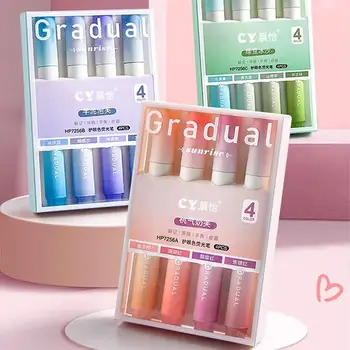 Set di 4 evidenziatori colorati per materiale scolastico Kawaii, pennarelli, cancelleria coreana carina