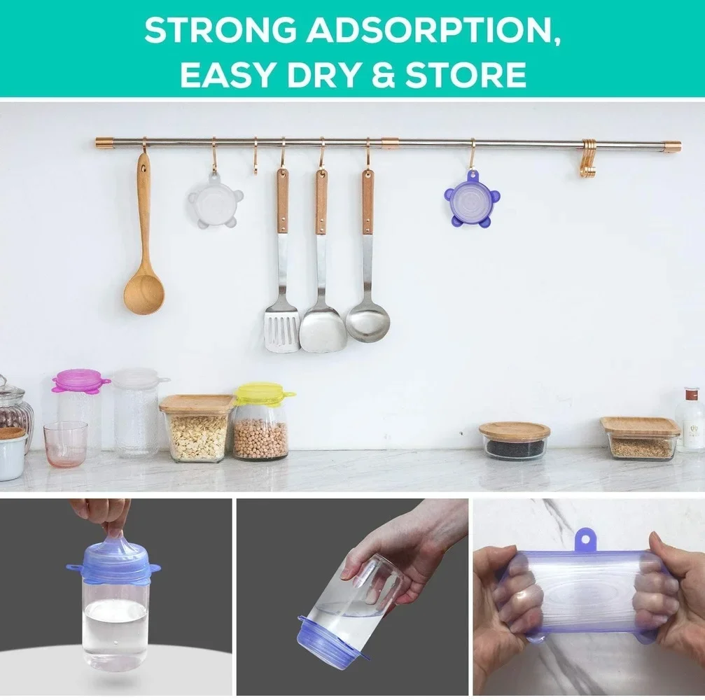 BPA-Free Small Silicone Can Covers Flexible Seal Lids For Yogurt Mason Jars Soda Beer Pet Food Cans 12-Pack