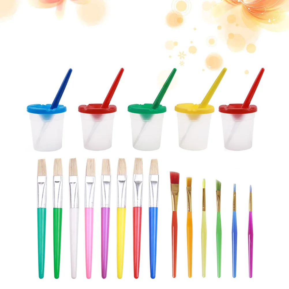 19Pcs 페인팅 브러쉬 세트 아크릴 오일 수채화 공예용 전문 미술 용품 ??세척 가능 간편한 휴대
