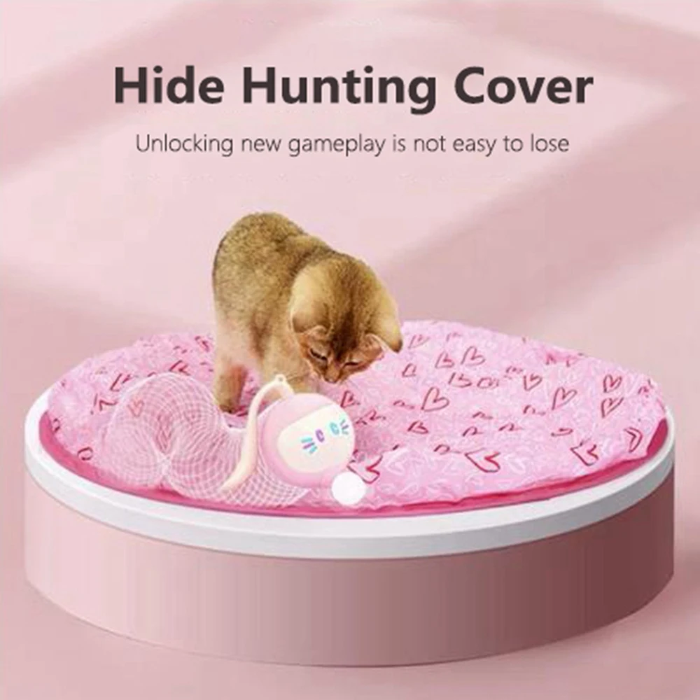Hide Hunting Cover Cat Toys For Indoor Cats Electric Motion Catch Pink Undercover Mouse Interactive Cat Toys Self Play