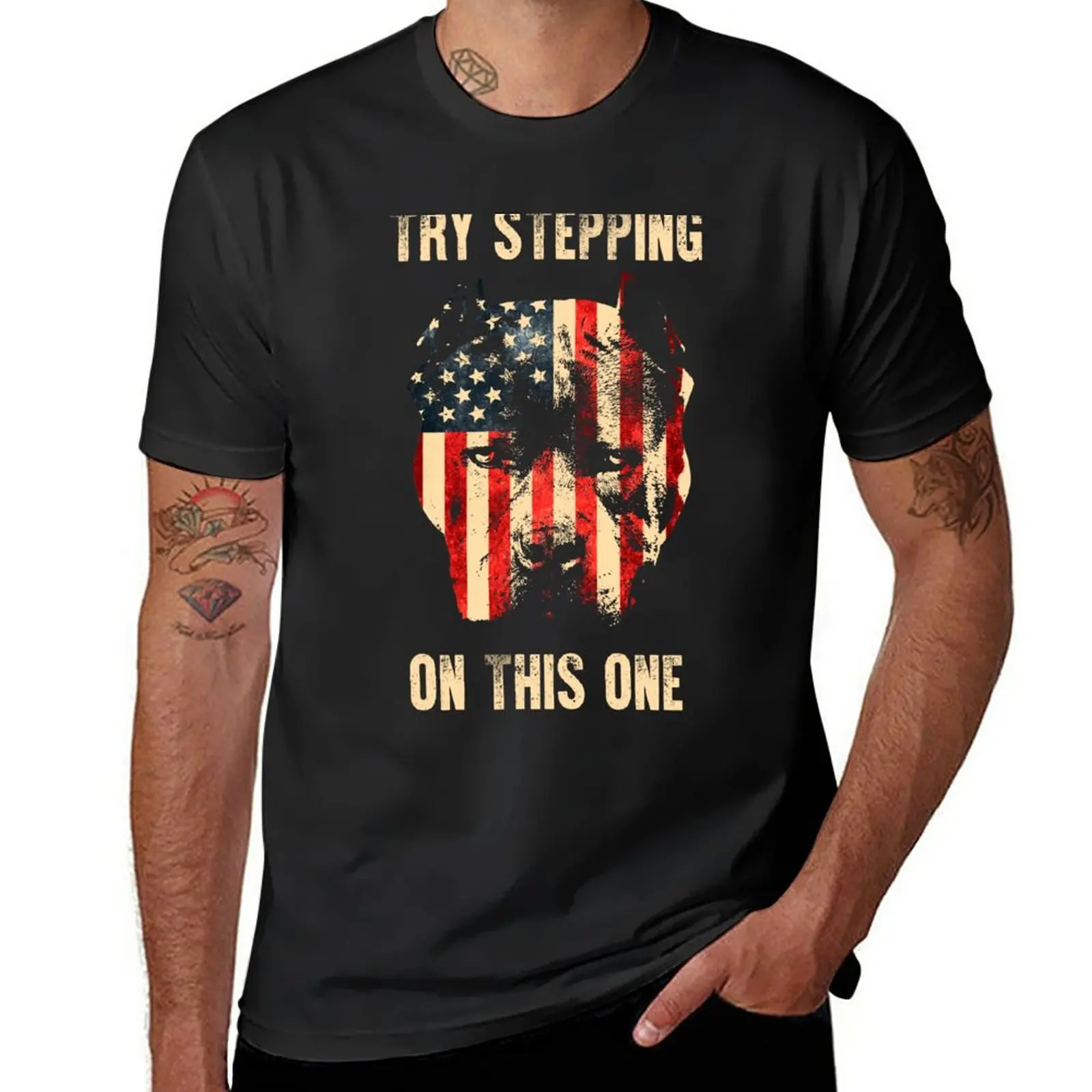 

Patriotic Pitbull T-Shirt Aesthetic clothing summer tops summer top vintage mens graphic t-shirts anime