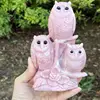 15CM Natural Pink Opal Tree Owl Carving Healing Crystal Animals Statue Reiki Crafts Home Room Decoration 1pcs 4