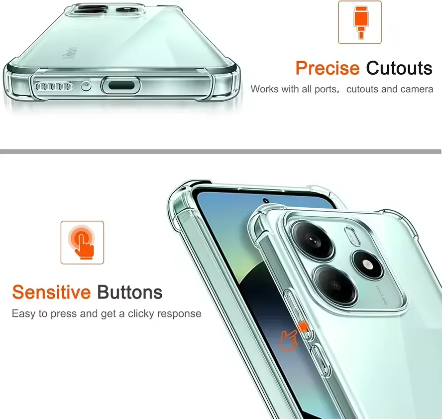 Luxury Shockproof Silicone Soft Clear Thin Phone Case Cover