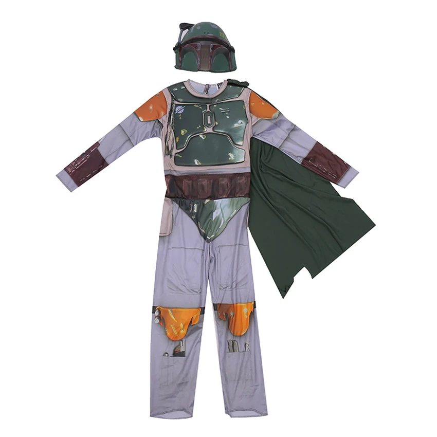 Boba Fett Cosplay Halloween Costume for Kids Anime Weaponry Boba Fett Bounty Hunter Cloak Jumpsuits Carnival Clothes Helmet Mask cosplay jumpsuit kids cosplay costume