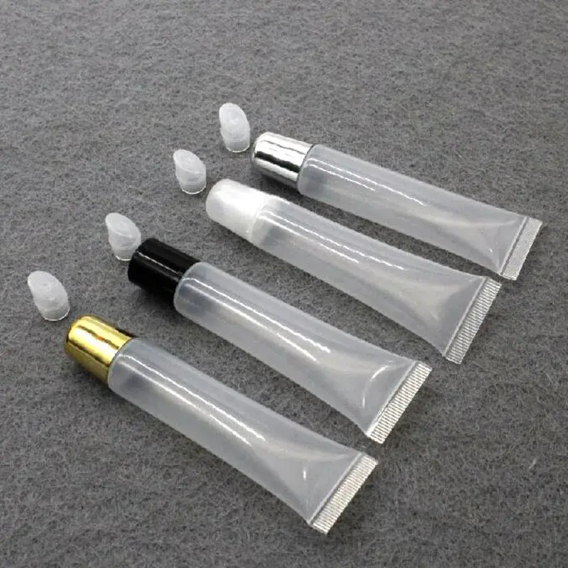 50pcs 10ml 15ml 20ml Empty Lipstick 50Pcs Tube Lip Balm Soft Hose Makeup Squeeze Sub-bottling Clear Plastic Lip Gloss Container