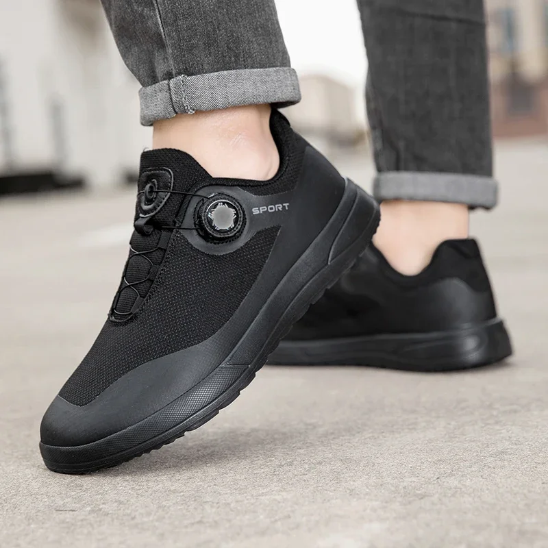 Wide Toe Sneakers Men Rotary Buckle Black Designer Shoes Man Casual Sneakers Outdoor Non-slip Men's Walking Shoes Big Size 47 3