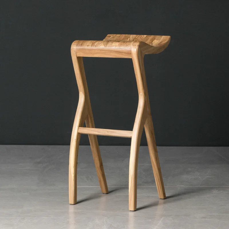 Bar chairs, modern and simple, solid wood household Nordic bar chairs, light luxury backrests, front desk high footed stools, ba