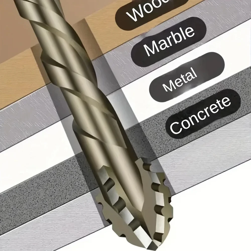 Drill Bit Set 7Pcs/set Four Flute Sawtooth Drill Bit For Glass Tile Concrete Metal Drilling Tools High Performance 3-12mm