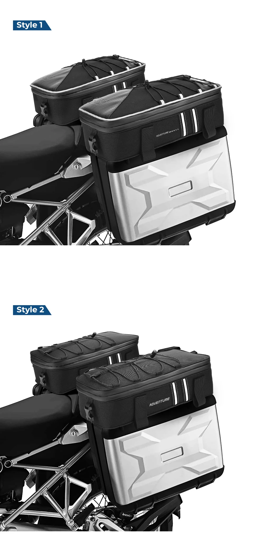 aventura, ADV, F750GS, F850GS, caixa do saco superior, sacos de bagagem