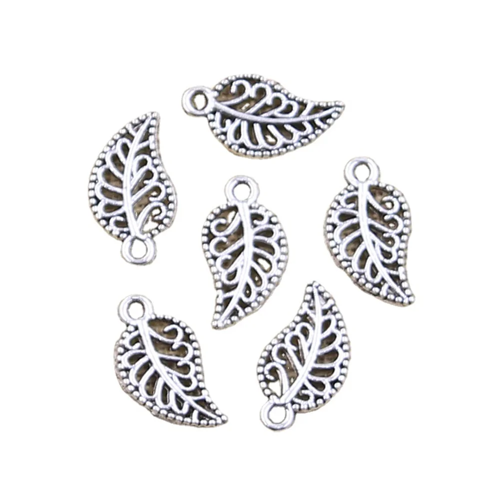50 stücke Charms Hohl Baum Blatt 14x7mm Antike Silber Farbe Anhänger, Die DIY Handgemachten Tibetischen Finding Schmuck