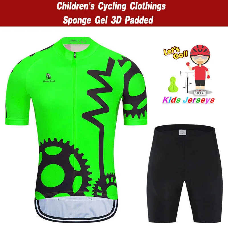 New 2024 Kids Cycling Clothing Bicycle Wear Short Sleeve Jersey with Shorts Set Boy Girl MTB Road Bike Suits Ropa De Ciclismo 2