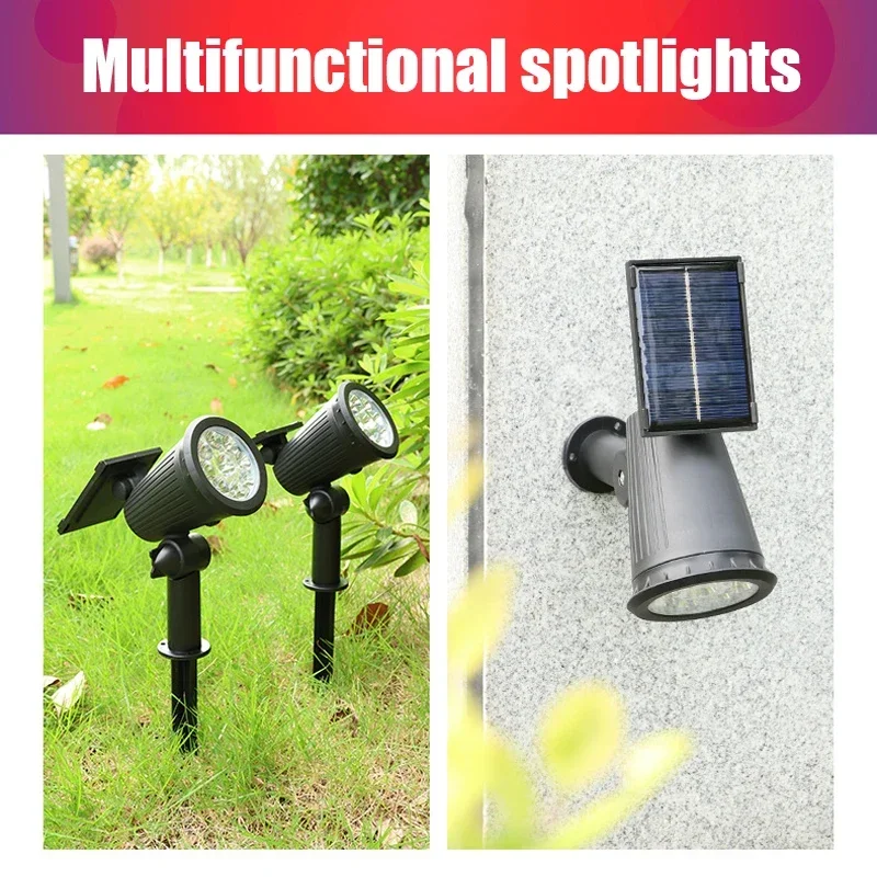 solar led lights 9/4 LED Solar LED Light Spotlights Outdoor IP65 Waterproof Brightness Adjustable Garden Backyard Driveway Patio Decor