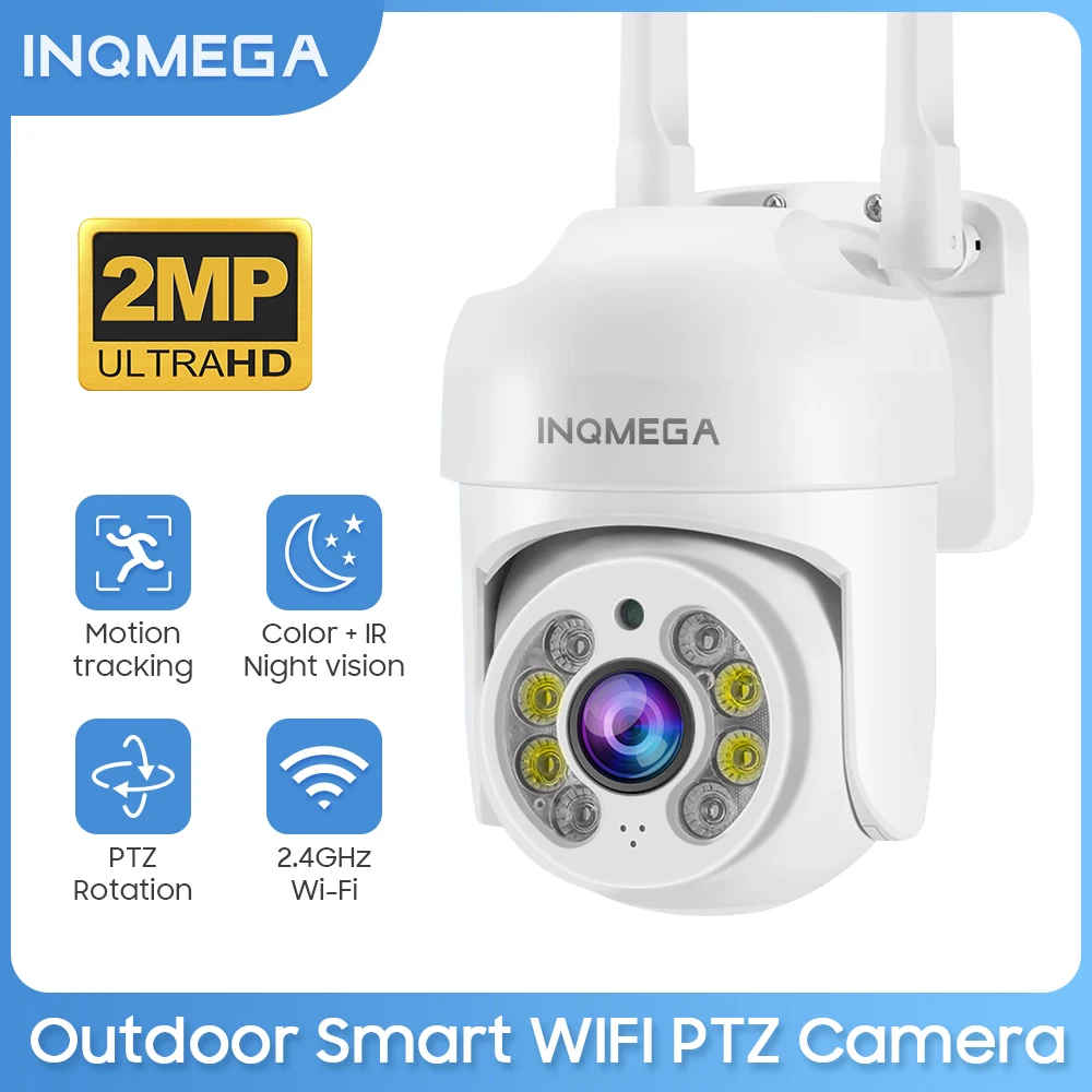 INQMEGA 1080P Smart WIFI PTZ Camera Motion Detection And Tracking Camera IP65 Waterproof Camera Color And Night Vision