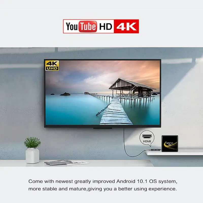 

ТВ-приставка 4K с поддержкой Wi-Fi, умная ТВ-приставка, HD медиаплеер, потоковые устройства, быстрая потоковая 3D коробка для видео, мощная для музыкальных игр