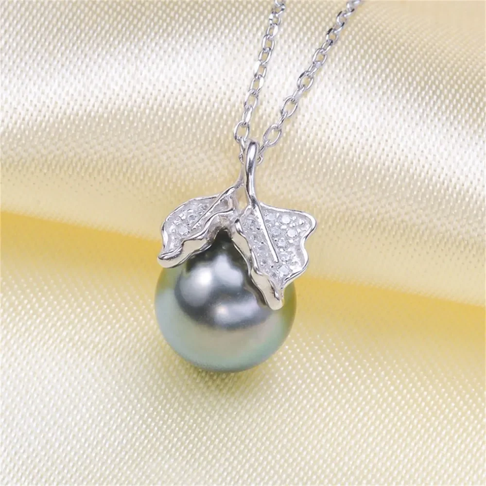 

DIY Pearl Accessories S925 Silver Set Chain Concealer Pearl & Jade Pendant with Chain Fit8-10mm Round Oval Beads L082