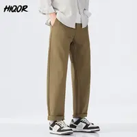 Mens Casual Pants Korean Fashion Autumn Winter Slim Fit Trousers High Quality Elastic Waist Straight Sports Pants Men Clothing