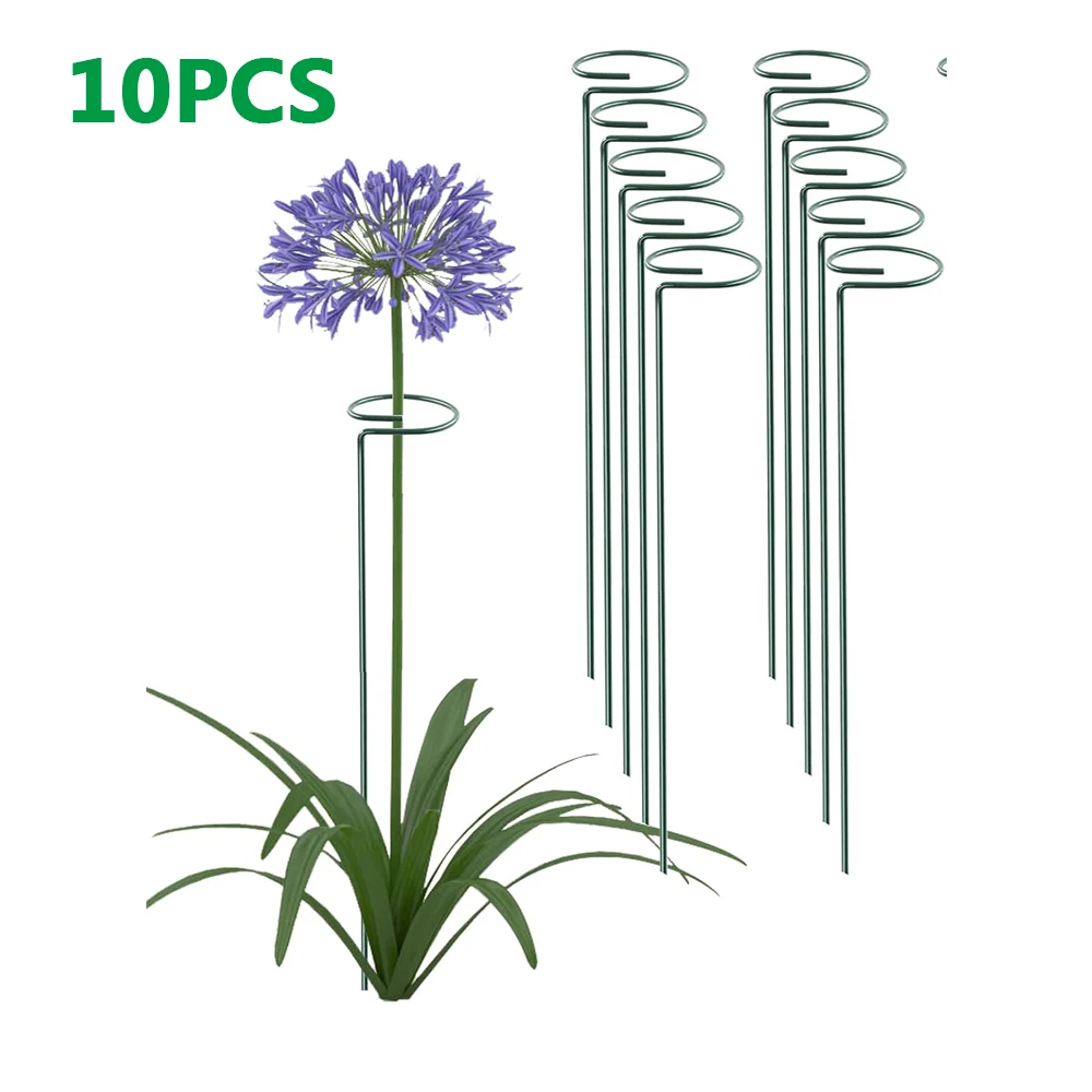 Plant Support Stakes Metal Single Stemmed Flower Support Hoops Garden Prop Amaryllis Orchid Lily Peony Tomatoes 16 Inch