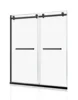 Double Sliding Shower Door, Clear Tempered Glass, 18 inch Pull Handle, Stainless Steel Hardware, Matte Black Finished 5