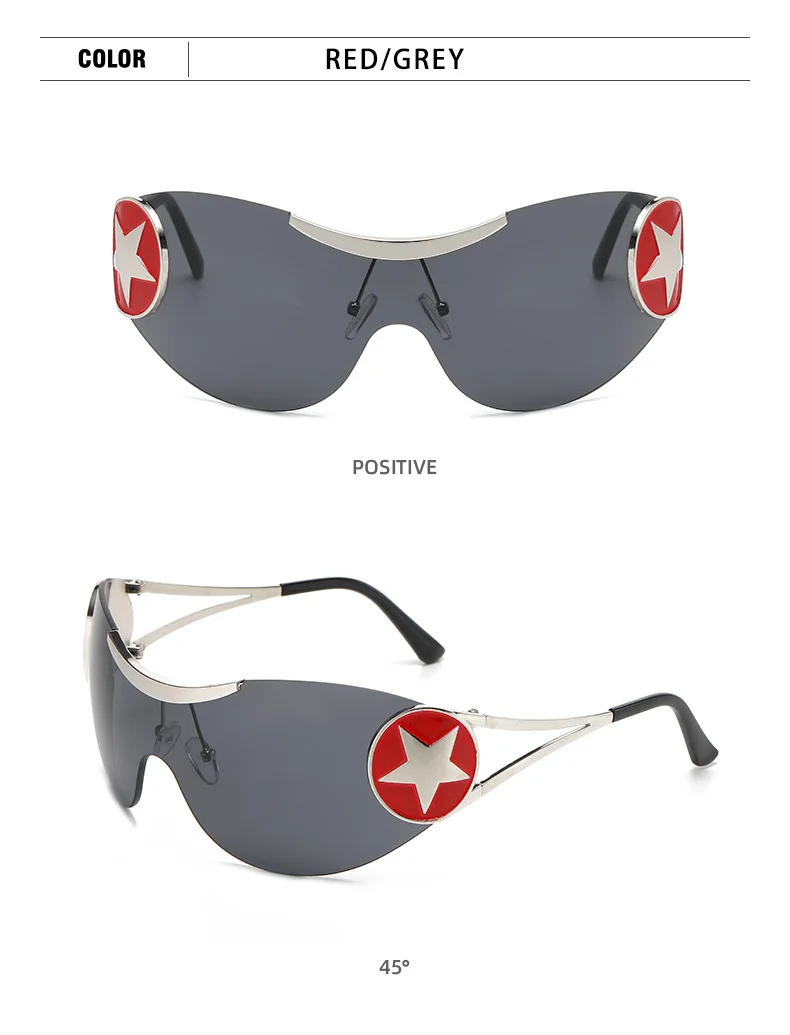 Punk-Sport-Y2k-Sonnenbrille für Damen, 2022, modisch, großer Rahmen, randlos, Sterne, Mann, umwickeln, einteilige Sonnenbrille, Damen-Sonnenbrille, UV400 – Detail 18