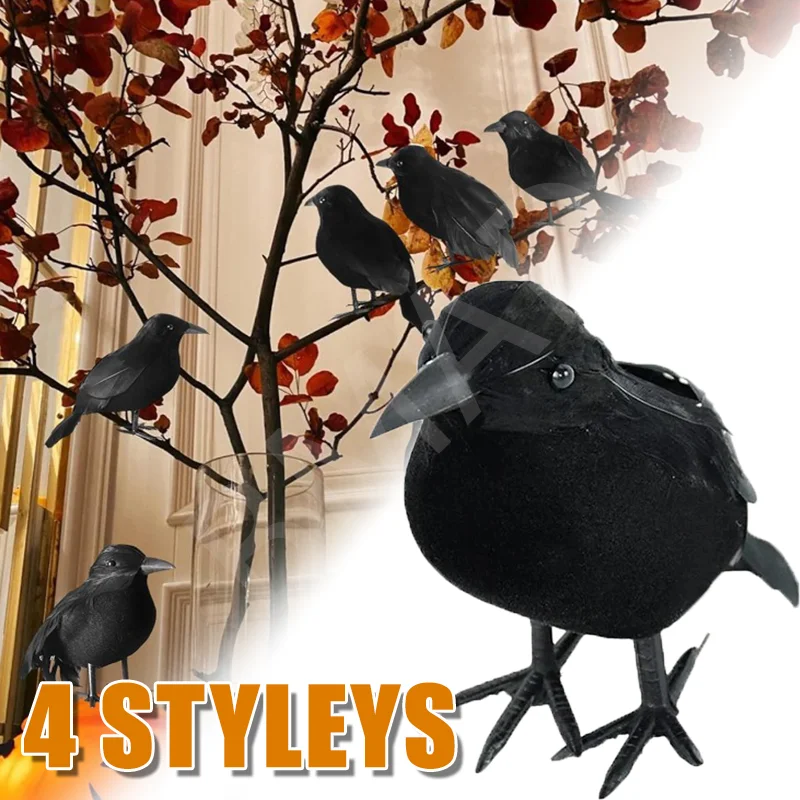 Halloween Decoracion Simulation Black Crow Raven Bird Repellent Pest Control Pigeon Repellent Garden DIY Decoration Outdoor