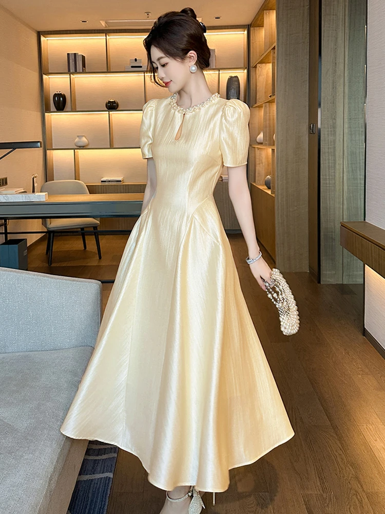 Vestido de noche liso elegante para vacaciones, moda de verano