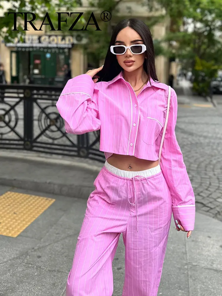 パンツ Fallett Cut out layered string pants pink FA2401PT04PI Margaret Striped Cotton Pants – LEIF