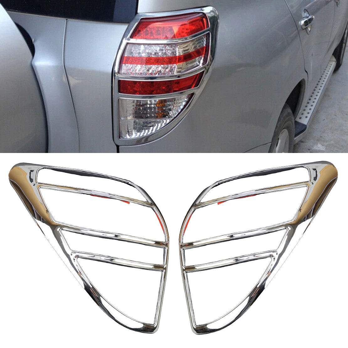 

1 Pair Chrome Silver Car Taillight Cover Frame Trim Decor ABS Plastic Fit for Toyota RAV4 2006 2007 2008 2009 2010 2011 2012