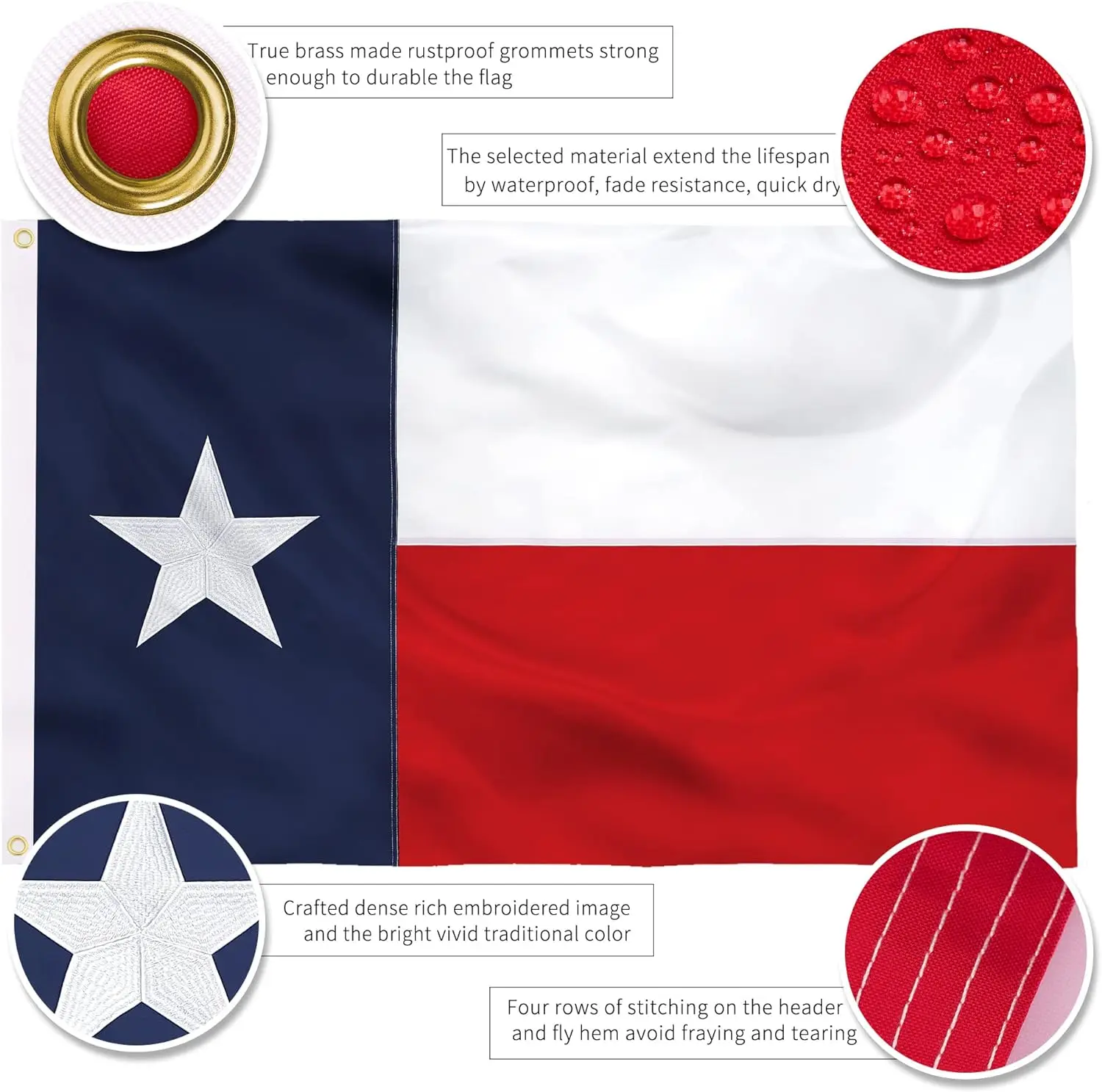 US-Flagge 90x150 Cm - Robustes Polyester-Banner Mit Gestickten Sternen & Messingösen