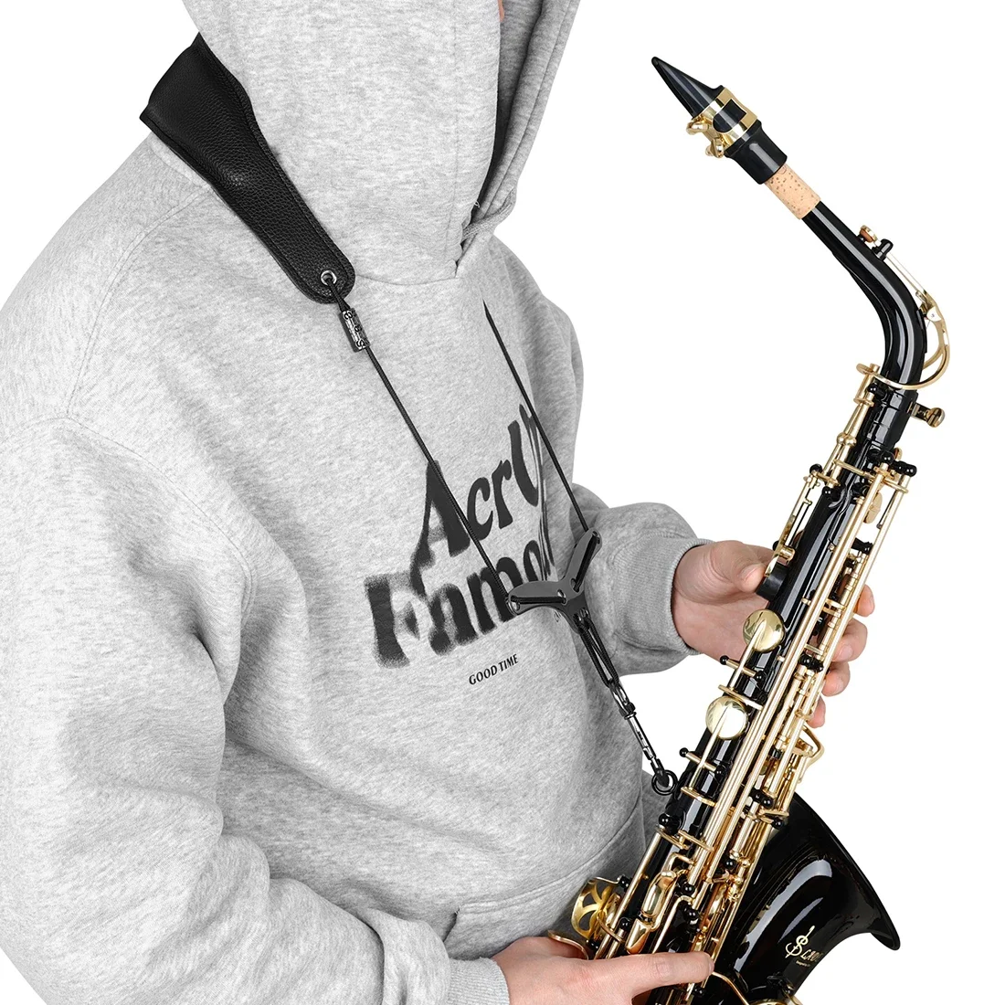 Premium Adjustable Leather Saxophone Neck Strap - Universal Fit for Soprano, Alto, and Tenor Saxophones