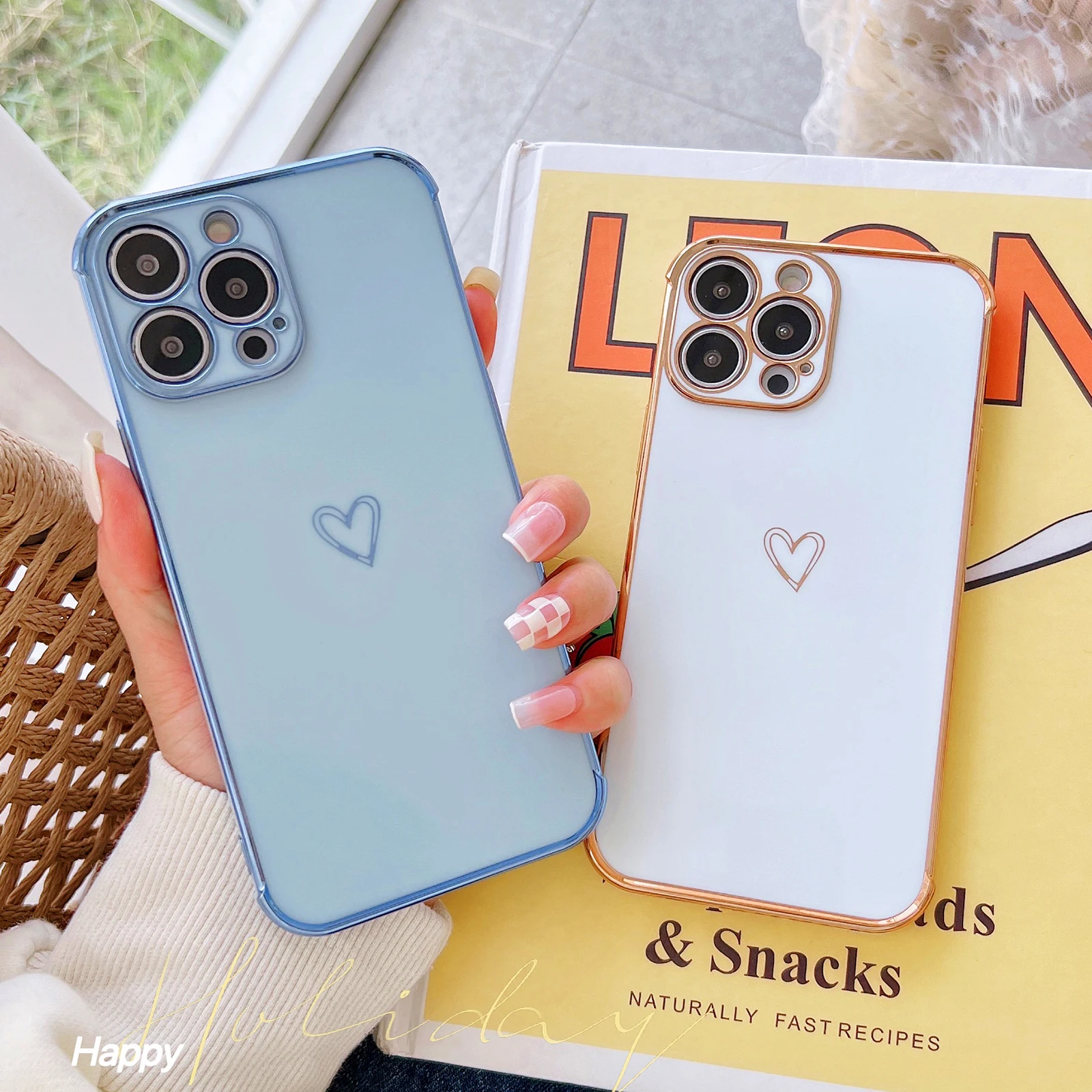 Plating Love Heart Pattern Phone Case For iPhone 13 12 Pro 11 Max XR XS 7 8 Plus Soft TPU Candy Camera Protection Cover |