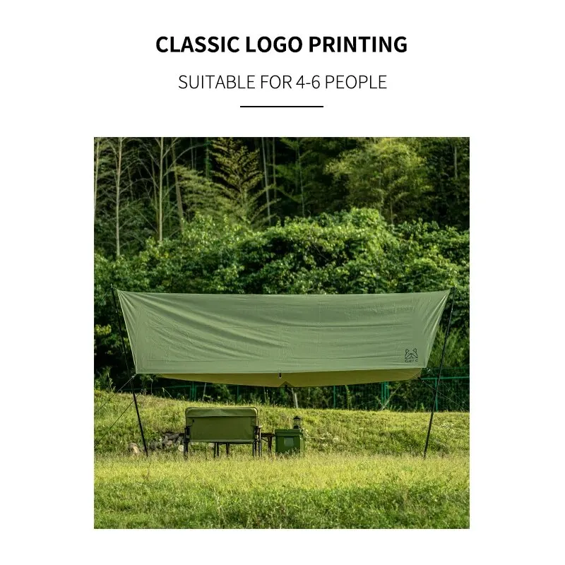 GERC Polyester Outdoor Camping Folding Portable Vinyl Canopy, Sunshade Sun Protection And Rain Protection Camping Cloth, Camping Canopy