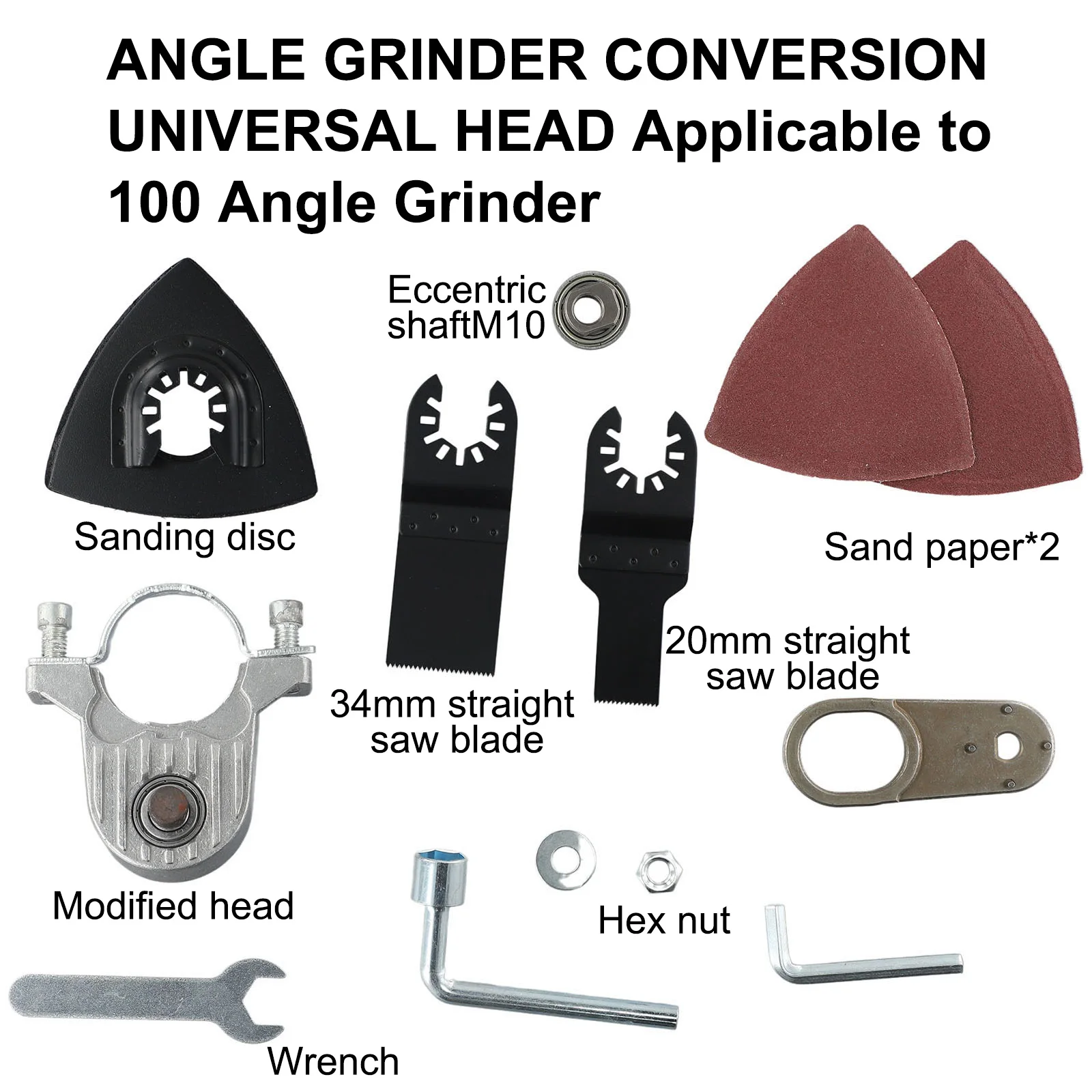 Angle Grinder Conversion Head Adapter With Power Oscillating Tool M10 Thread For 100 Type Angle Grinder Woodworking Grinding right angle drill conversion angle head chuck 90 degree without keys can hold triangular round hexagonal handle for woodworking