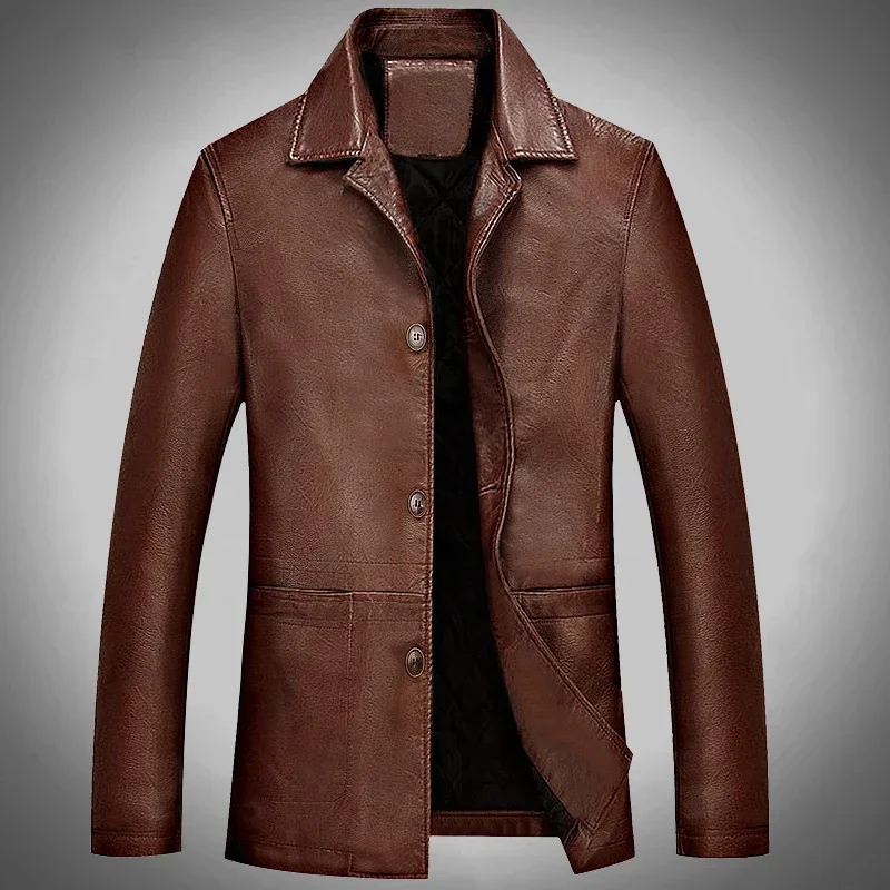 Men Jacket New Spring Fall Soft Leather Jackets For Man Clothing Long Sleeves Coat Style Slim Clothing