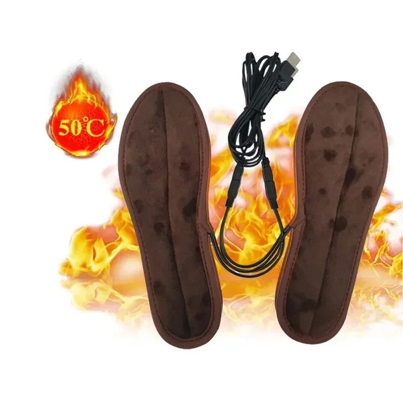 1Pair Insoles Electric Heated Shoe Insoles Warm Socks Feet Heater USB Foot Winter Warmer Mh56 Outdoor Camping Hiking Accessories
