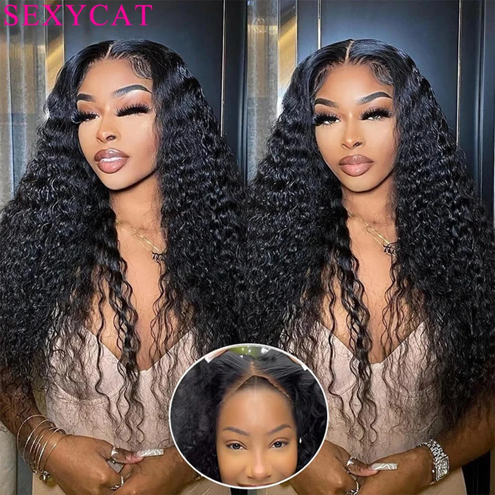 

SexyCat Water Wave Wigs Human Hair Wear and Go Glueless Wig 4X4 Lace Closure Wigs for Black Women Pre Plucked with Baby Hair