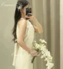 SONDR Korean Halter Ivory Simple Wedding Dress Sheath Satin Customized Formal Bride Dress 웨딩드레스 Sleeveless Wedding Gown Bridal 3