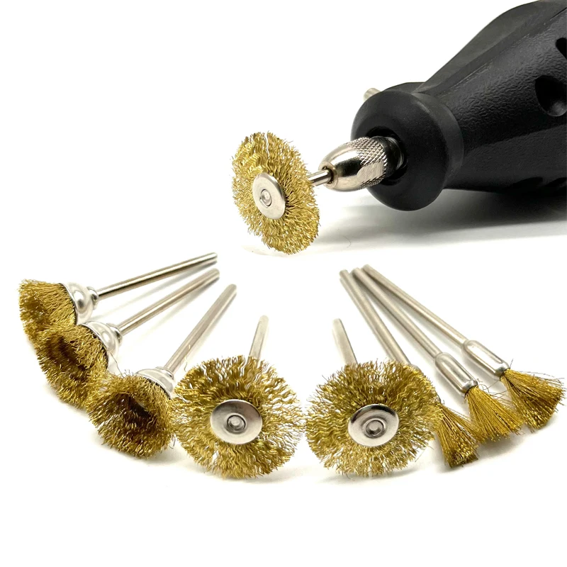 24Pcs Brass Brush Steel Wire Wheels Brushes Drill Rotary Tools Polishing for Dremel Rotary Tools Metal Rust Removal Brush Set 2