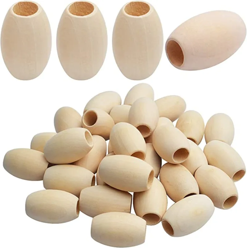 50Pcs/Lot Oval Natural Wooden Beads Jewelry Making Crafts Charms Loose Spacer Beads Wooden Pearl Balls DIY Bracelet Necklace