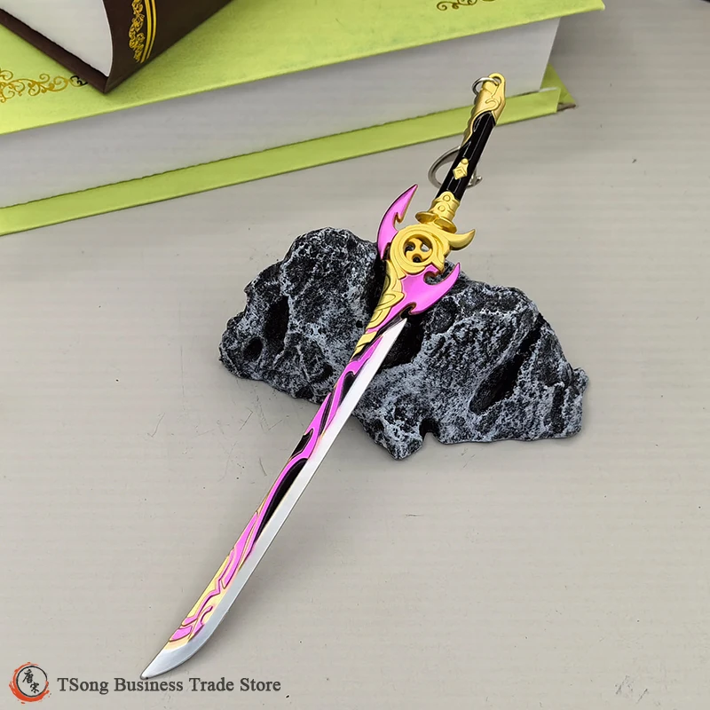 Game Peripheral Genshin Impact Weapon Replica Miniature Metal Model Anime Merch Accessories Keyring Polearm Sword Claymore Spear