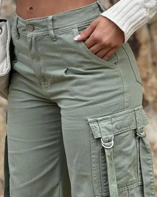 Trousers Ladies 2023 Summer Pocket Design Fashion High Waist Y2k Cargo Pants Women Streetwear Clothes Joggers Baggy Sweatpants