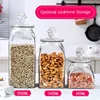 Nordic Flowers Transparent Glass Storage Jar Square Candy Food Storage Bottle Coffee Tea Sealed Jar Kitchen Utensils Decoration 2