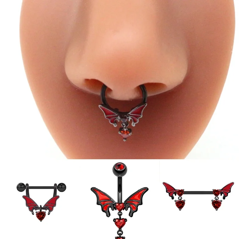Red Butterfly Bellybutton Ring Chest Ring Nose Piercing Industrail