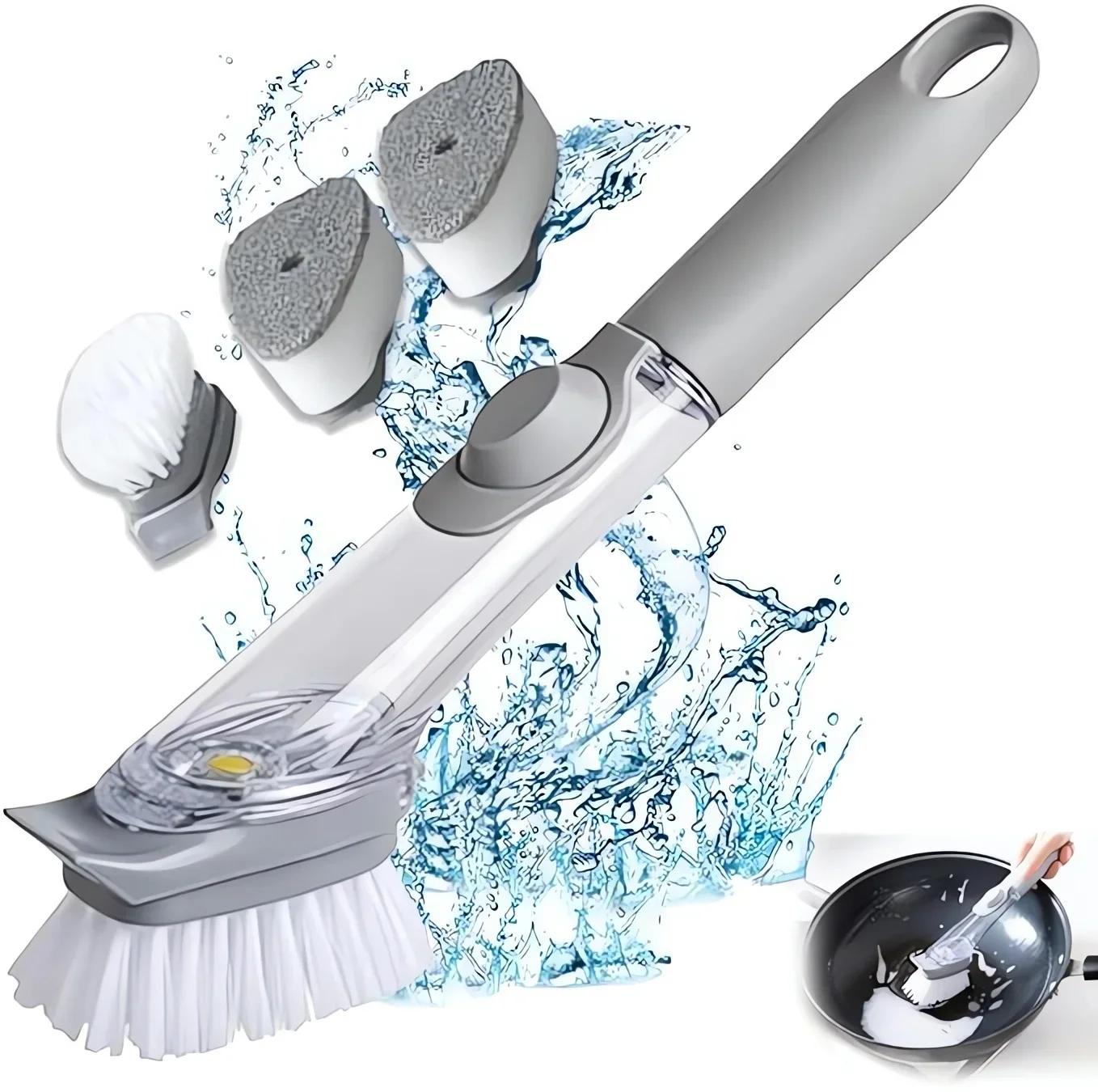 2 in1 Kitchen Cleaning Brush with Removable Brush head Sponge Soap Dispenser Dish Washing Brush Set Kitchen Clean Tools 6